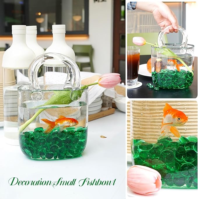 2LB Green Flat Glass Marbles for Vases, Gemstone Beads Vase Filler Decorative Glass Pebbles for Fish Tank, DIY Crafts, Aquarium Decor Rocks