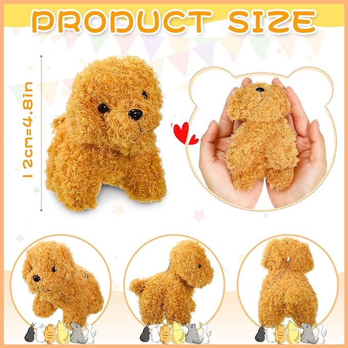 Sumind 9 Pcs 4" 5" Mini Plush Stuffed Dog Party Favor Small Puppy Stuffed Animal Bulk Soft Toy Doll Cute for Kids Gift Graduation Stocking Stuffers Baby Shower Birthday(Vivid Puppy)