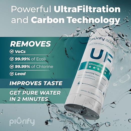 Alchemy Automatic Water Filter Pitcher with Rapid Filtration | Water Dispenser with Advanced UltraFiltration + Carbon Technology | 50 Oz Capacity | Extended 130 Gallon Cartridge Life