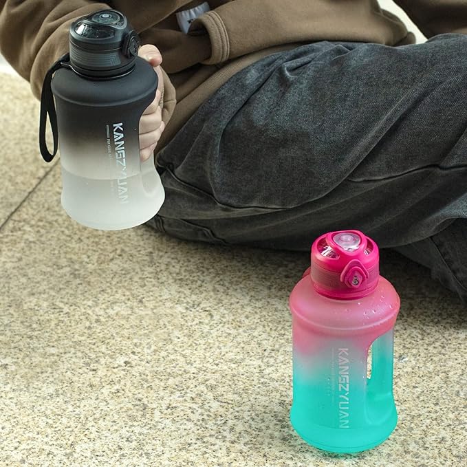 Mini Gallon Kids Water Bottle - 23oz, Small Durable for School, BPA-Free, Tritan, Leak-Proof, Wide-Mouth, Sports, & Outdoors - Designs for Boys & Girls (Black)