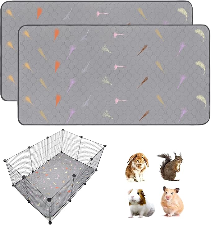 2Pcs Guinea Pig Cage Liners,Guinea Pig Fleece Cage Liners28''X42'' Super Absorbent Washable Pee Pads Reusable for Rabbit Hamster Chinchilla