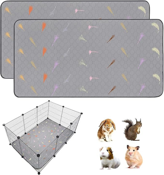 2Pcs Guinea Pig Cage Liners,Guinea Pig Fleece Cage Liners28''X42'' Super Absorbent Washable Pee Pads Reusable for Rabbit Hamster Chinchilla