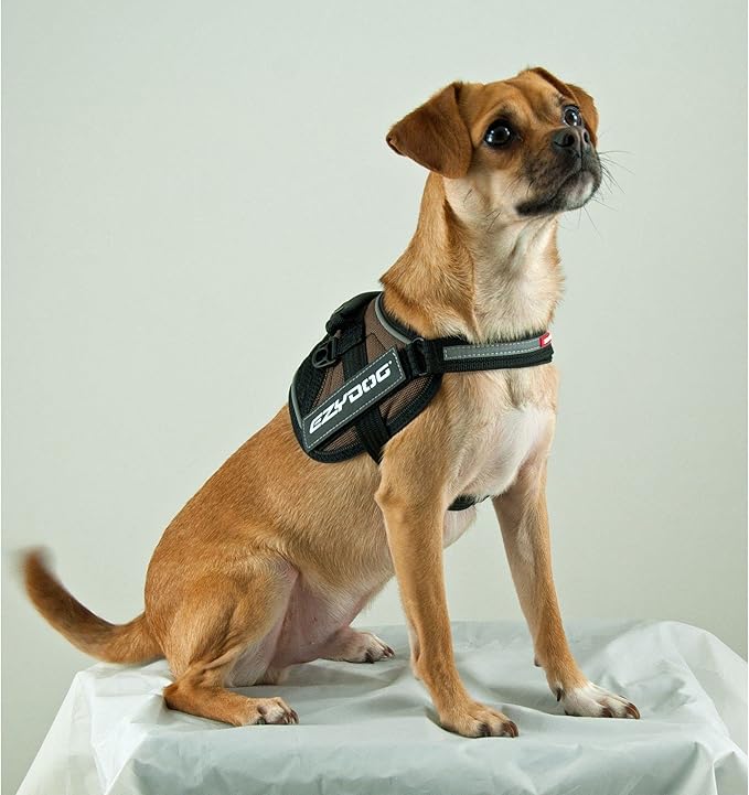 EzyDog Convert Dog Harness – Trail-Ready Rugged Harness for Walking, Hiking & Outdoors with Reflective Piping, Badge Attachment Points, Traffic Handle, & Comfort Lining (X-Large, Denim)