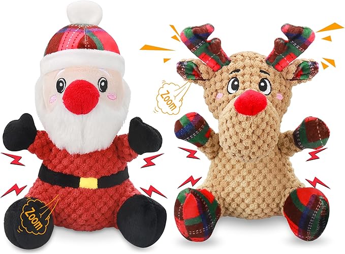 Squeaky Dog Toys, 2 Pack Dog Chew Toys with Crinkle Paper for Puppy, Small, Medium, Large Dogs, Interactive Pet Holiday Toys for Training and Reducing Boredom