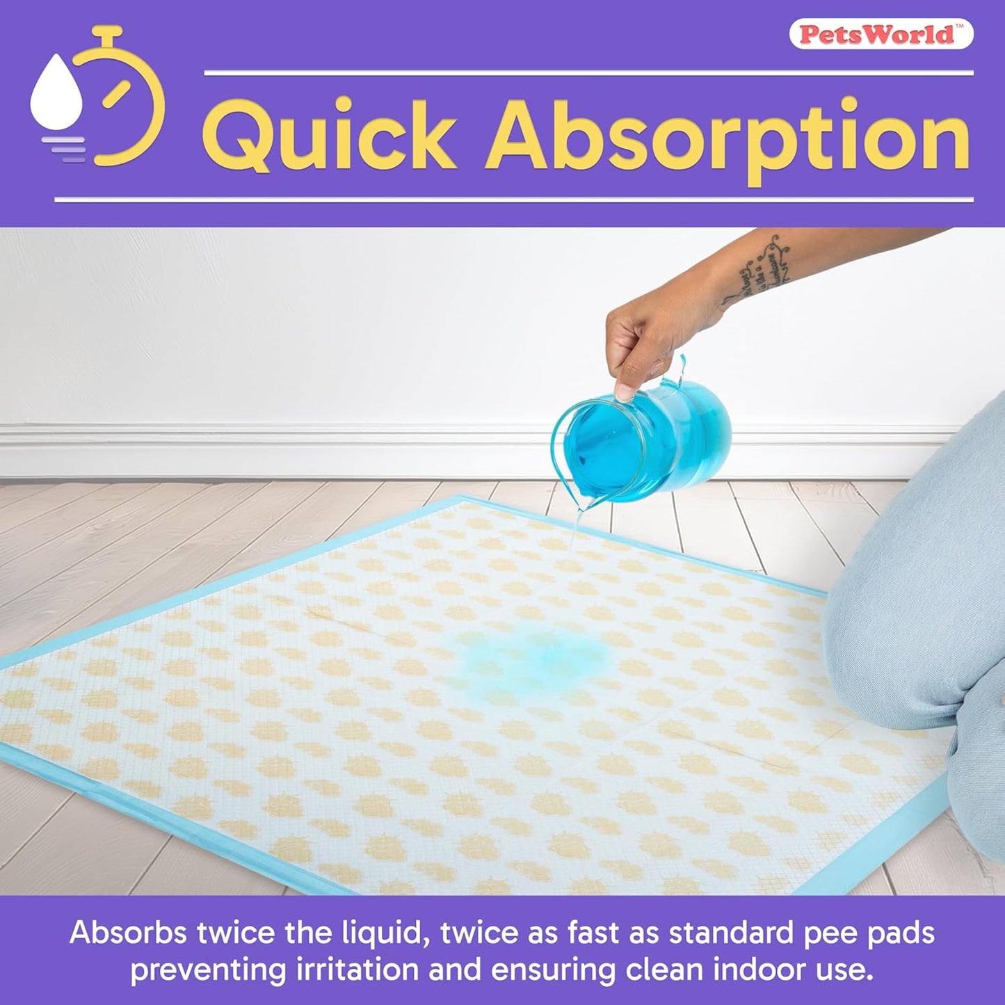 PETSWORLD Health Monitoring Dog Pee Pads – 37x54 Inch, 50 Count 3XL Color-Changing Potty Pads | Detects Health Issues | Leak-Proof, Ultra Absorbent, Odor Control