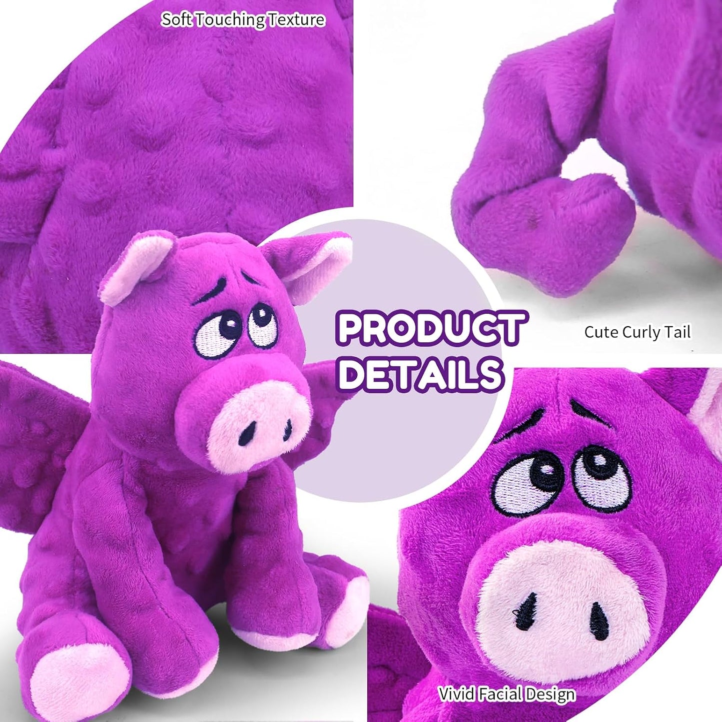 Large Squeaky Dog Toys, Plush Dog Toys with Crinkle Paper to Keep Them Busy, Stuffed Tough Chew Toys for Small Medium and Large Dogs