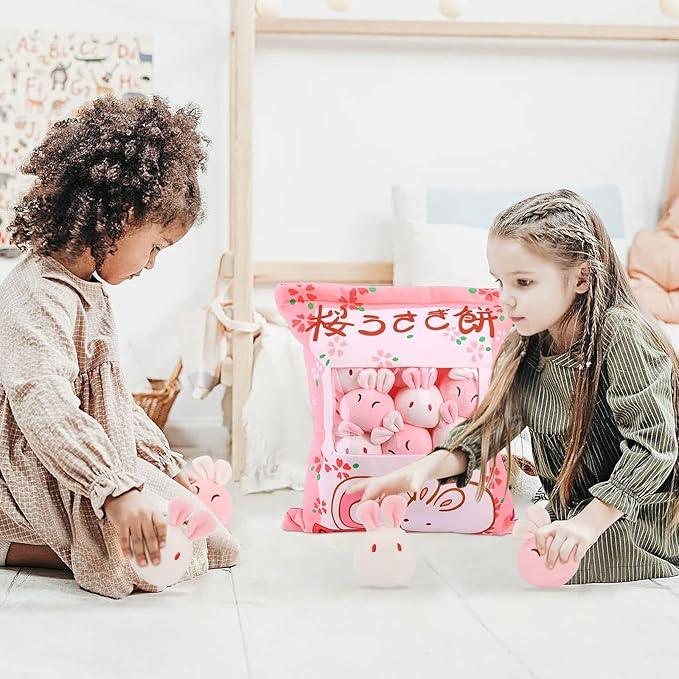 Kawaii Bunny Plush Pillow Throw Pillow, Cute Plushies Bunny Plush Toys, Removable Bunny Stuffed Animals, Bunny Gift for Kids Birthday Easter