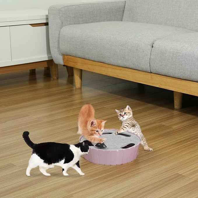 Pawaboo Interactive Cat Toy With Running Mouse, Electronic Motion Automatic Teaser for Indoor Cats, Pop and Play Hide Seek Hunting Mouse for Pet Kitten Play Fun Exercise, Purple