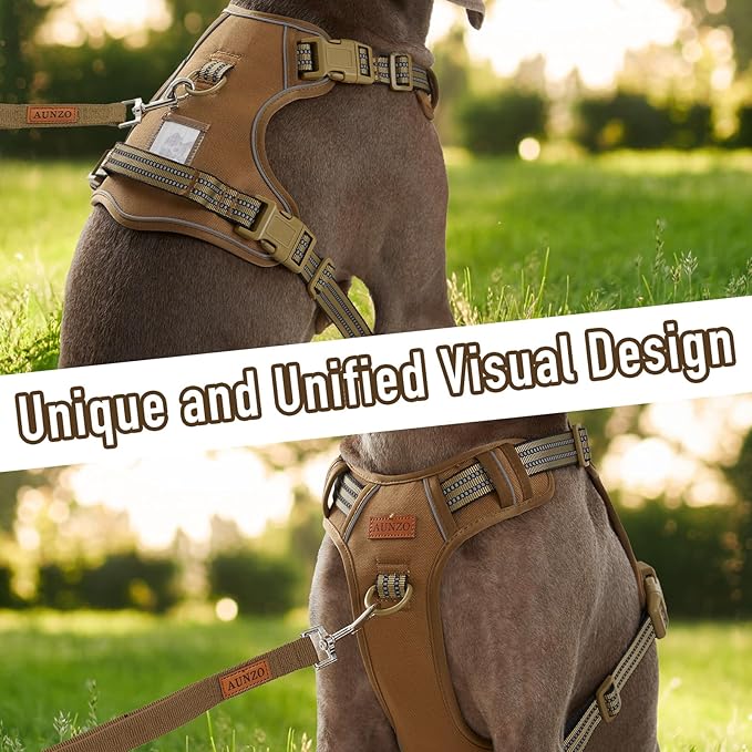 Adjustable No-Pull Reflective Soft Inescapable Dog Vest Harness for Big Dog Breeds, Siberian Husky Labrador Golden Retriever, Breathable Oxford Material, Front Leash Clip Control, L