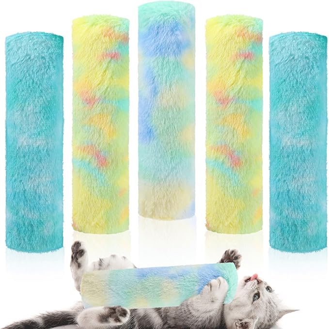 Civaner 6 Pcs 10.6 Inch Cat Catnip Toys Interactive Kitten Kicker Toy Soft Plush Cat Pillow Sticks Kitten Chasing Chewing Exercising Catnip Toy Indoor(Yellow,Mint Green,Blue,Fresh)