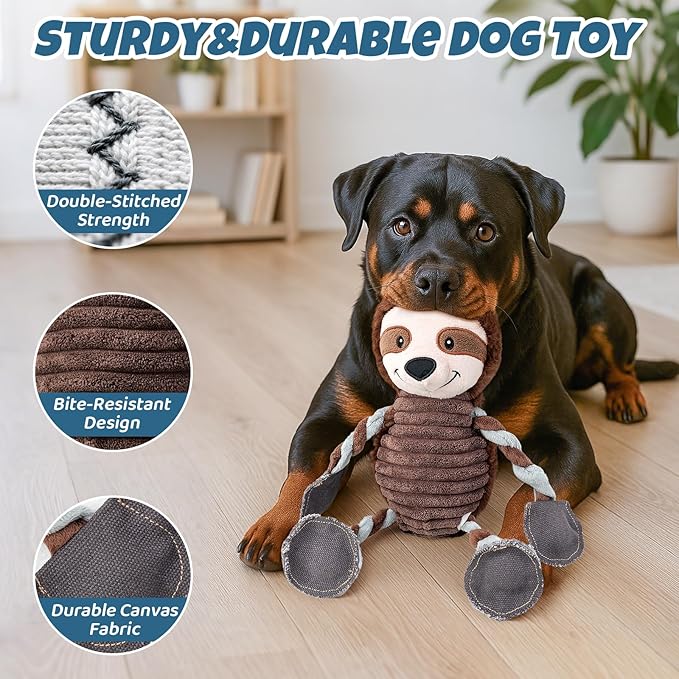 Squeaky Dog Toy for Small Medium Large Dogs – Plush Dog Chew Toy with 5 Squeakers, Interactive and Durable Pet Toy for Chewing and Playing