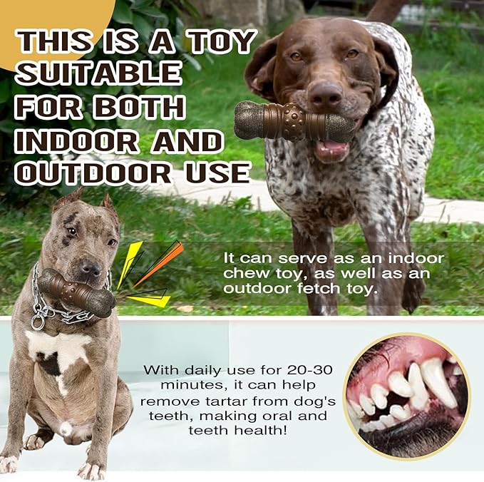 LiuMelinda Dog Chew Toys for Aggressive-Chewers - Indestructible Dog Toy for Aggressive Chewer，Tough Chew Toys for Dogs （Rubber Log-Bone）
