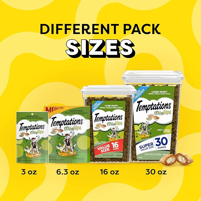 Temptations MixUps Catnip Fever Flavor Crunchy and Soft Cat Treats, 30 oz. Tub