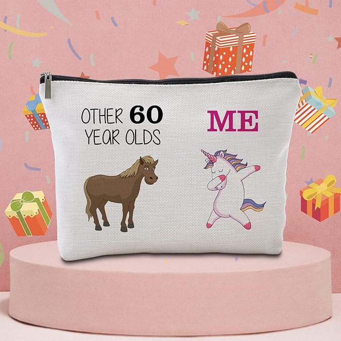 60th Birthday Gifts Women Travel Makeup Bag Funny Unicorn Gift Bag Other 60 Year Old Me Unicorn Best 60 Birthday Decorations for Her 60th Birthday Gift Ideas