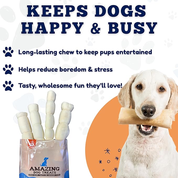 Amazing Dog Treats - Beef Cheek Rolls (10 Inch Regular - 4 Pcs) - Safe Rawhide Alternative Dog Chew - Great for Power Chewers - Long Lasting Dog Chew - Retriever Rolls for Dogs