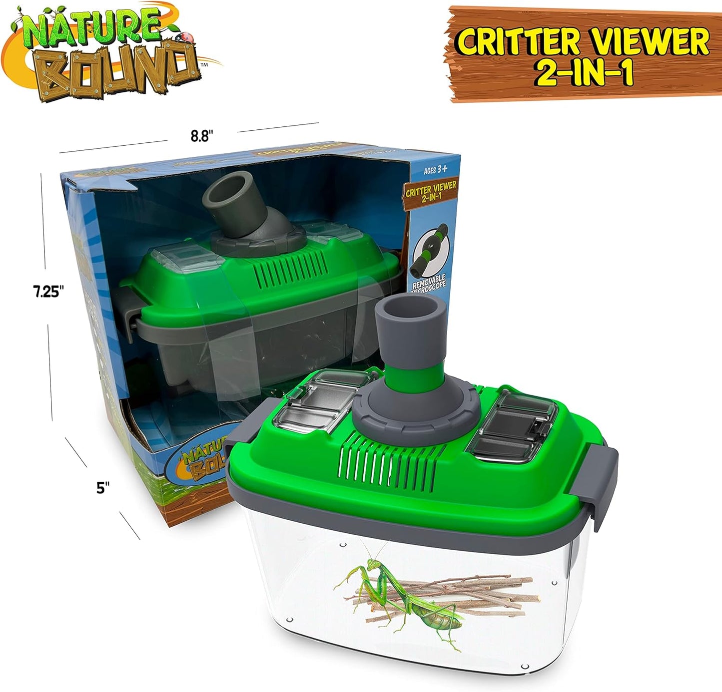Nature Bound 2-in-1 Habitat with Microscope for Insects and Other Critters, Includes Lid and Removable Portable Microscope