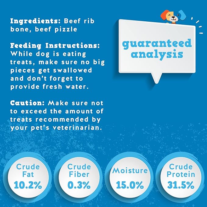 Jack&Pup Twist Beef Rib Bones for Dogs, 7" Beef Rib Bone Small Dog Bones for Puppies with Beef Jerky Twist for Flavor and Fun - Healthy Dog Bones Rib Small Dog Chew Bones (4 Count)