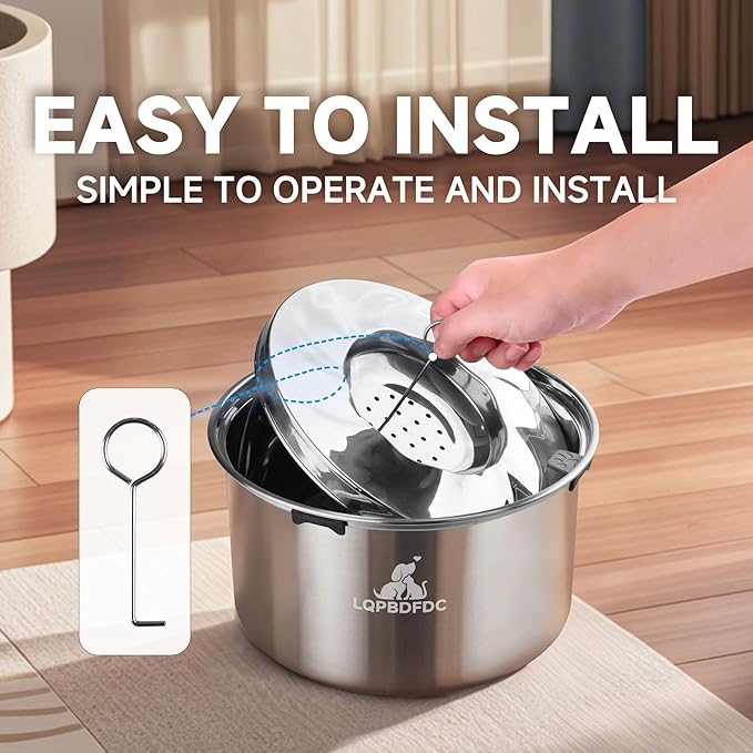 Dog Water Bowl No Spill, 5.6L/1.5 Gallon No Drip Slow Drinking Dog Water Bowl Dispenser Spill Proof, Large Stainless Steel Slobber Stopper for Messy Drinkers, Small Medium & Large Dogs