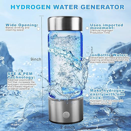 Hydrogen Water Bottle,Portable Hydrogen Water Bottle Generator, with Pem SPE Technology 3Min Quick Electrolysis Improve Water,for Home, Office, Travel, Daily Drinking