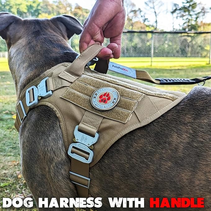 Tactical Dog Harness – Military-Grade, Heavy-Duty Vest with All-Metal Buckles – No Plastic Components – Durable Harness for Small Dogs; Vest Harnesses (Brown, S)