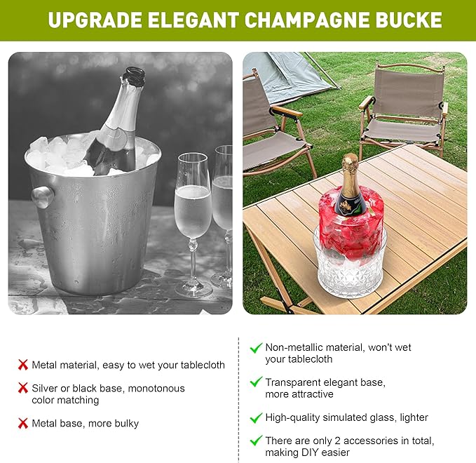 Ice Bucket Mold,Ice Mold Wine Bottle Chiller,Champagne Ice Bucket Floral DIY Ice Mold for Champagne,Wine,Cocktails/Holiday Bar Any Celebration Party Wedding Christmas and Thanksgiving