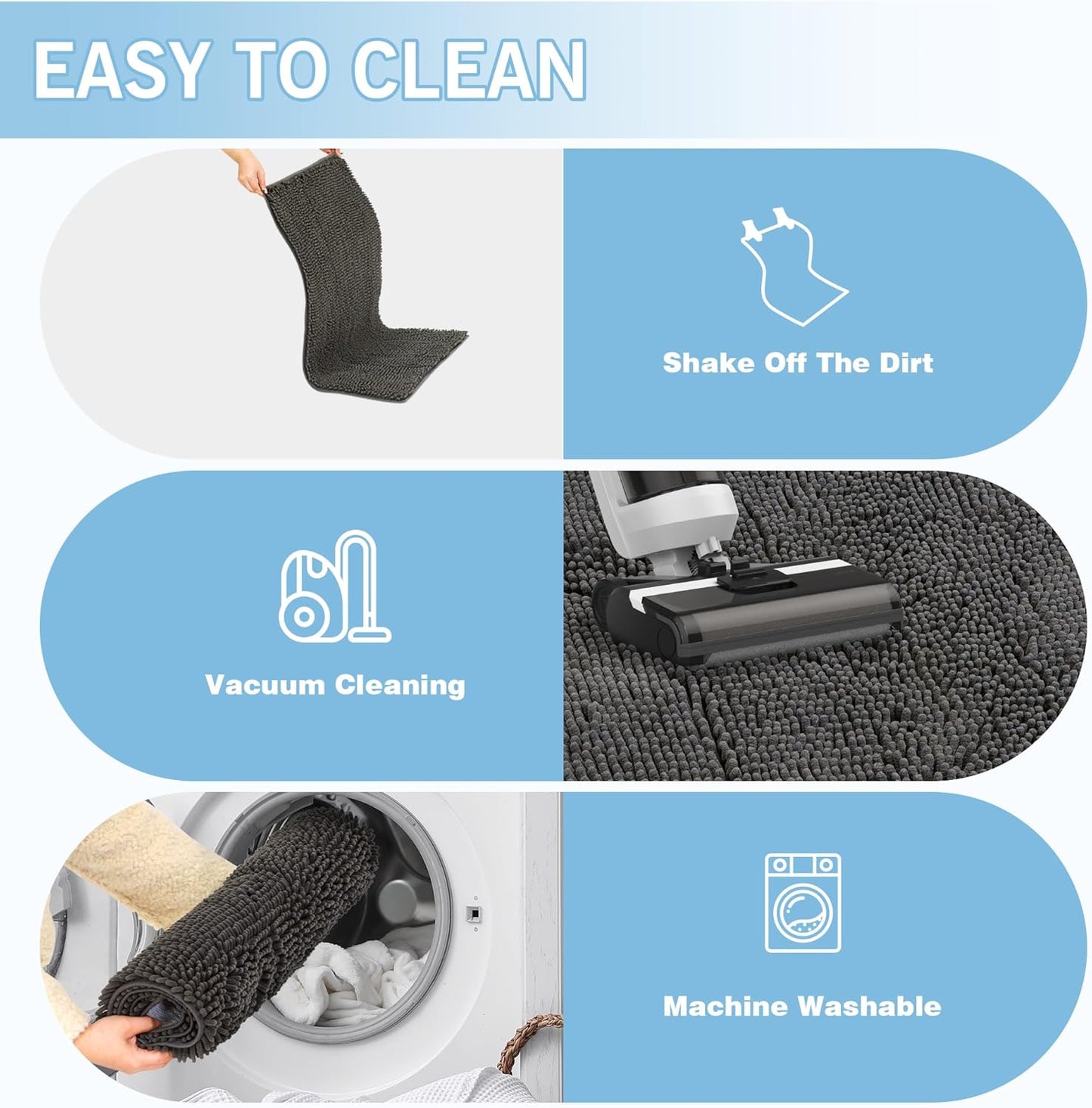 Amyracel Dirt Trapping Door Mat, 36" x 60" Large Absorbent Dog Door Mat for Muddy Paws, Quick Dry Non Slip Chenille Mud Mat for Dogs, Machine Washable Entry Indoor Entryway Rug for Inside Floor