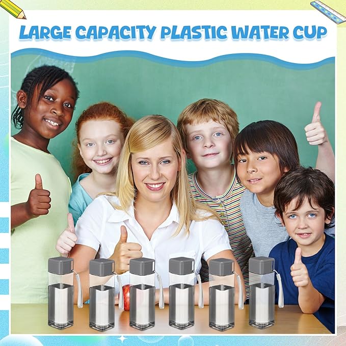 Mifoci 20 Pieces Water Bottle Bulk 17 oz Plastic Water Bottles Bulk Gym Sports Adults Reusable Large Water Bottles for Outdoor Fitness(Grey,Rectangle)