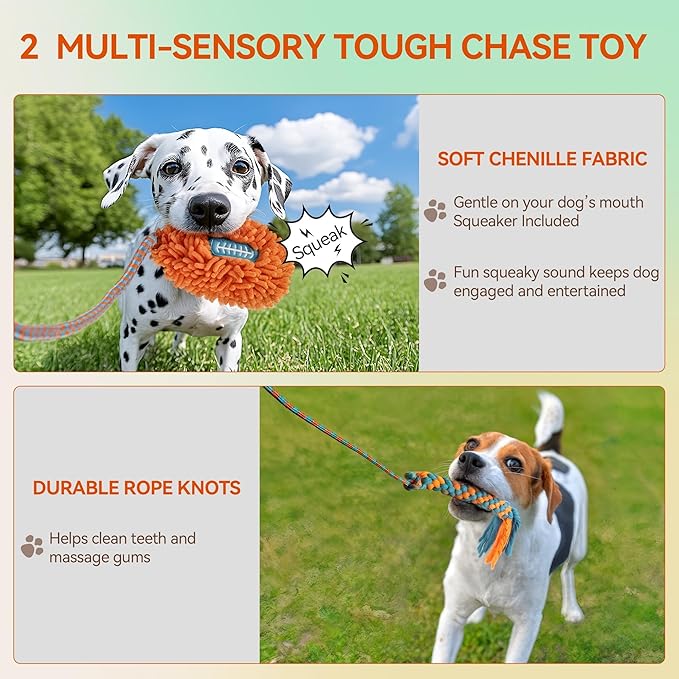ALL FOR PAWS Dog Flirt Pole, Interactive Flirt Pole for Small Medium Dogs, Flirt Pole with 2 Chew Chase Lures Toys, Dog Toy for Tug of War Exercise & Training Tools