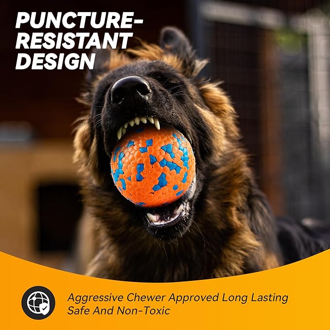 3Pcs Dog Balls, Durable Bouncy Tennis Balls for Dog Aggressive Chewers, for Large Medium Small Dog Puppy Fetch