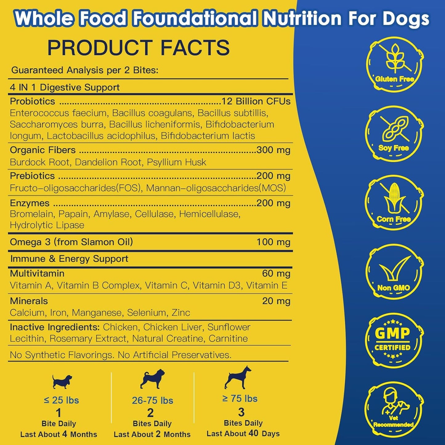 Probiotics for Dogs - Dog Probiotics for Digestive Health, Prebiotics, Enzymes, Fiber, and Omega-3 with Vitamins to Promote Intestinal Health, Support Immunity, Allergies & Itchy Skin, 120 Bites