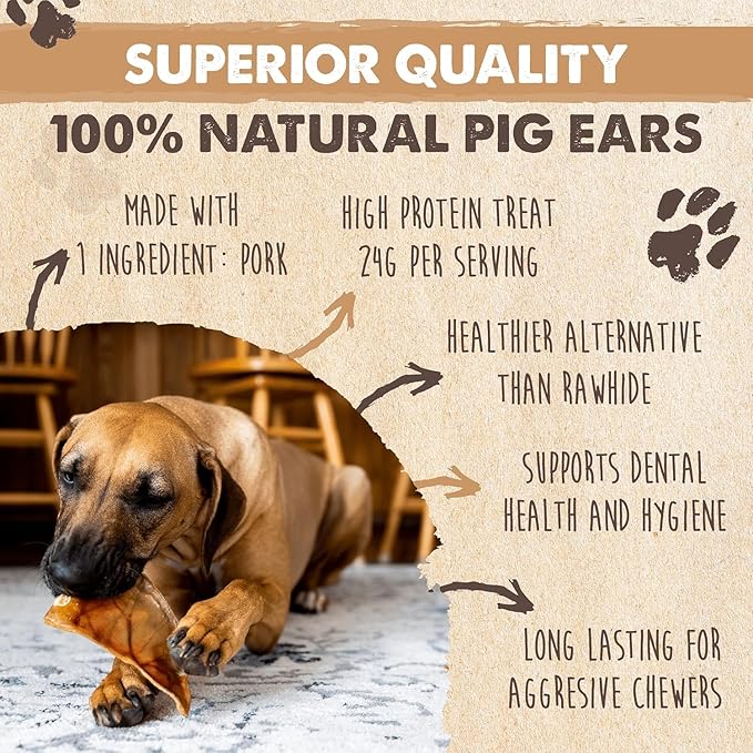 Mighty Paw Half Pig Ears for Dogs - All Natural, Single Ingredient Treats. Better Than Rawhide Pet Snacks for Small and Large/Medium Pets. Pigs Ear Dogs Chews (6lb)