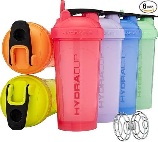 Hydra Cup OG [6 Pack] 28 oz Shaker Bottles for Protein Shakes, Shaker Cups with Ball Blender Whisk, Travel To Go, BPA Free (Bright Colors) (Bright Colors, 6 Pack 28oz)