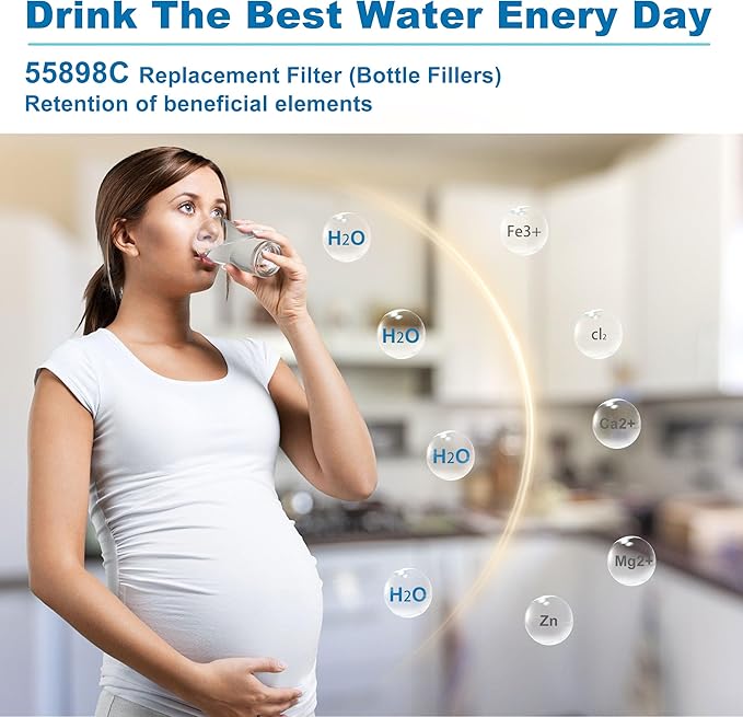 55898C Filter, Replace for Halsey Taylor 55898C Drinking Fountain Replacement Water Filter By NSF/ANSI 42 Certified, Filter 55898C Compatible with Water Sentry 55898C Filling Station, 3000 Gal No Chip