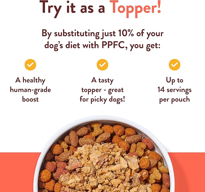 Portland Pet Food Company Tuxedo’s Chicken & Yams Fresh Dog Food Pouches - Human-Grade, Gluten-Free Wet Pet Meal Topper & Mix-Ins - Small & Large Breed Puppy & Senior Dogs - Made in The USA - 5 Pack