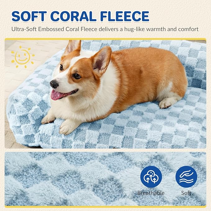 Cat Bed Cat Couch for Puppy and Kitten, Fluffy Pet Sofas Medium Dog Sofa Bed, Supportive Cats Sofa for Indoor Cats, Washable Cover & Non-Slip, 32 inch, Blue