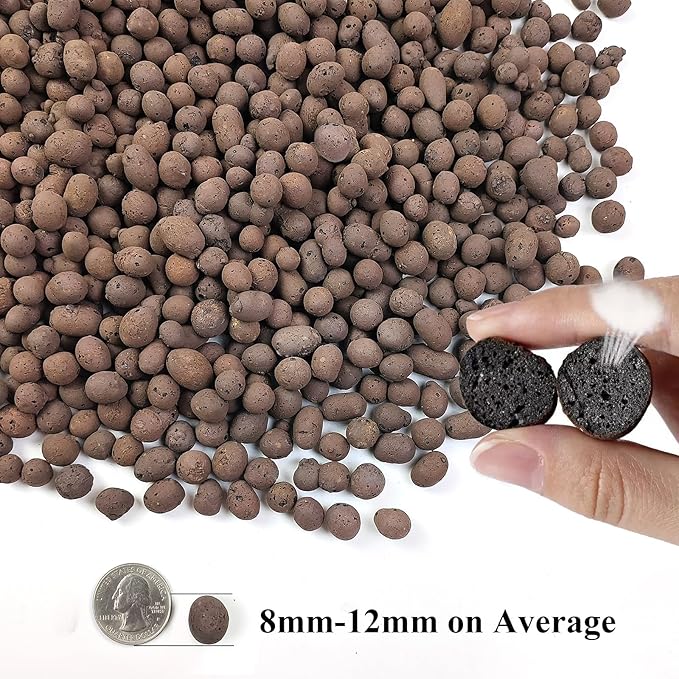 5 lbs Clay Pebbles for Plants, 8-12 mm Leca Clay Balls for Indoor Plants, Orchid Potting Mixes, Hydroponic Growing, Aquaponics, Potted Top Dressing and Drainage