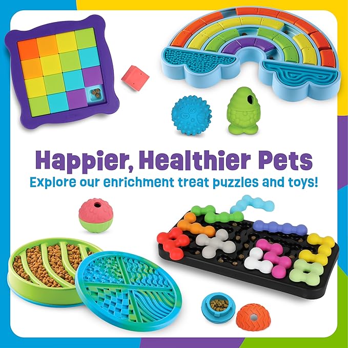 Brightkins Color Wheel Treat Puzzle & Lick Mat,Outdoor Puzzle Board, Interactive Dog Toys, Dog Birthday, Enrichment Slow Feeder Bowls, Puppy Teething and Chewing, Stimulating Automatic Feeder