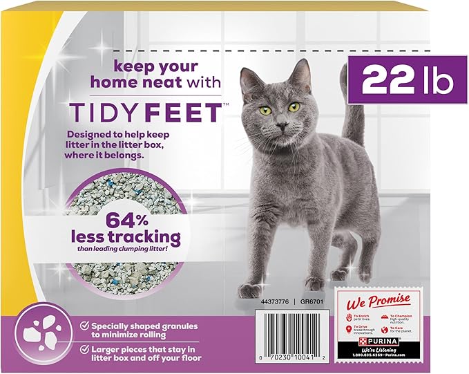 Purina Tidy Cats Tidy Feet Clumping Low Tracking Cat Litter With Odor Control – Clean Linen Scent - 22 lb. Box