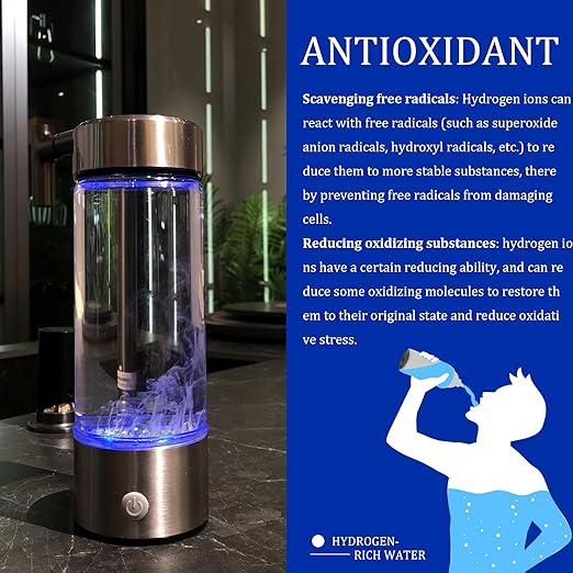 Hydrogen Water Bottle 2024, Hydrogen Water Bottle Generator with SPE PEM Technology Water Ionizer, Hydrogen Water Machine Improve Water in 3 Minutes for Home, Office, Travel, Daily Drinking(Silver)