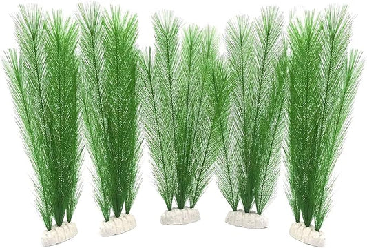BEGONDIS Aquarium Decorations 5Pcs Fish Tank Artificial Green Water Plants Made of Silk Fabrics Plastic