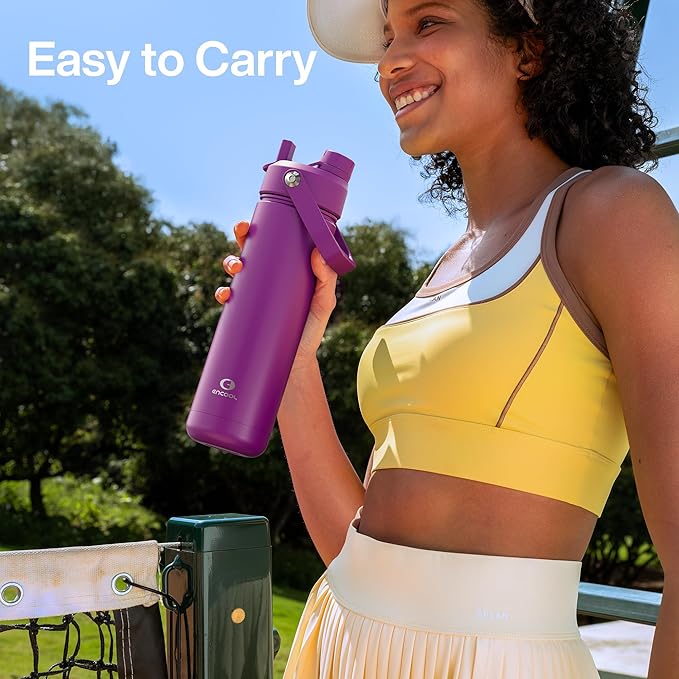 Insulated Water Bottle with Straw Stainless Steel Water Bottle, Leak-Proof, BPA-Free, Double Wall Vacuum Keeps Cold for 24 Hours for Sports, Travel, School (18 oz, Bright Magenta)