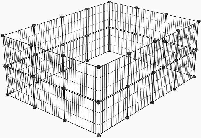Small Animal Playpen, Guinea Pig Cages, Pet Playpen, Rabbit Cage,Small Animal Cage, Puppy Kitten Dog Playpen, Indoor Outdoor Portable Metal Wire Yard Fence,15 X 12 Inch, 28 Panels, Black