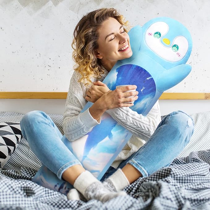 Long Plush Body Pillow, Cute Stuffed Animal, Big Cuddle Toy - Penguin Design, 20 Inches