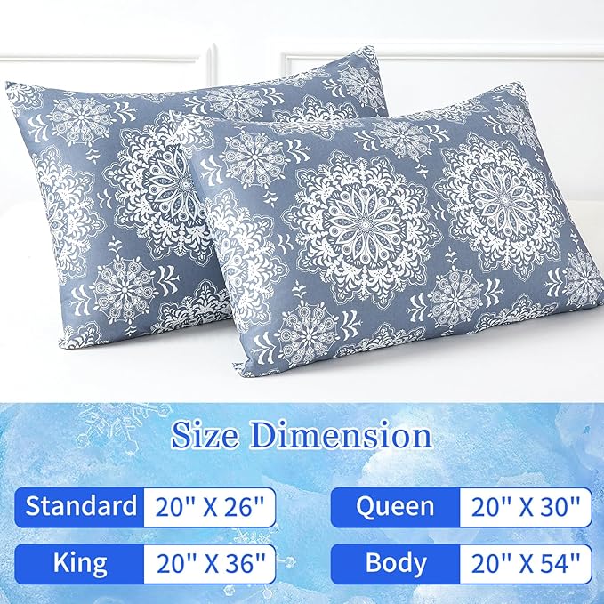 Cooling Pillow Cases for Hot Sleepers - Double Side Arc-Chill Q-Max>0.5 Cooling Fiber Cool Pillow Cases 2 Pack - Breathable Soft Cold Pillow Cases with Hidden Zipper (20" x 26")
