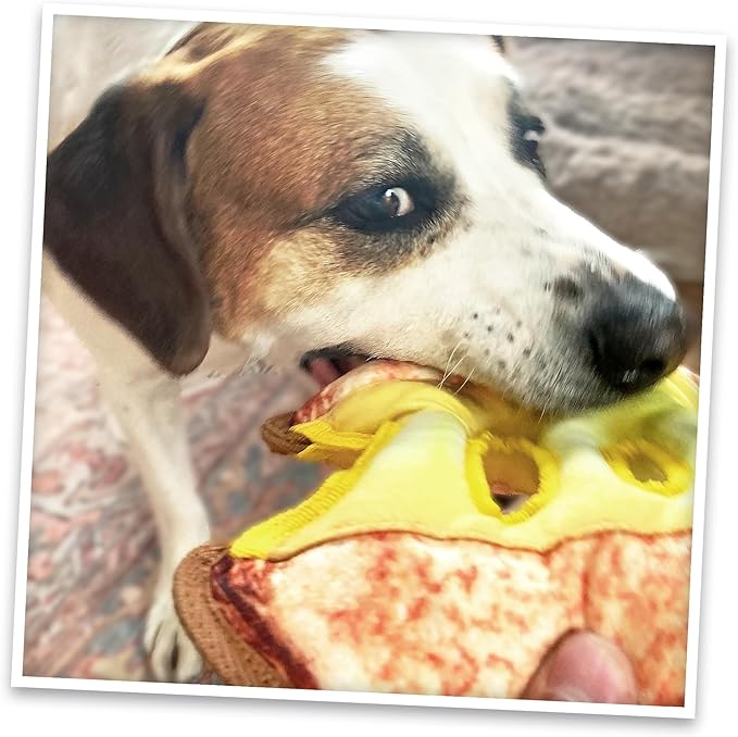 Doggijuana Tuffer Chewer Plush Dog Toy | Funny Dog Toy Plush with Juananip Catnip for Dogs | Calming Aid for Dogs | Interactive Squeaky Chew Toy for Play (Grilled Cheese)