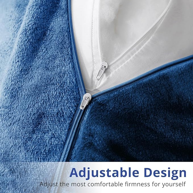 Sasttie Reading Pillow for Sitting in Bed Adult, Velvet Back Pillow for Bed Sitting Up, Backrest Back Support Chair Pillow, College Dorm Essentials for Girls and Boys, Navy