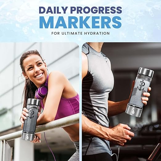 Hydrogen Water Bottle Generator | Durable SPE PEM Electrolysis Technology Hydrogen Water in 3 Min | Portable Water Quick Ionizer Machine for Home, Office, Travel, Exercise, Daily Use & Gifts (Silver)