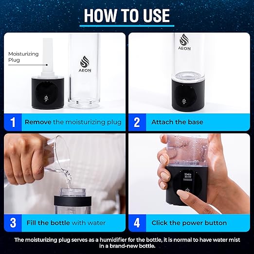 Hydrogen Water Bottle Generator - Hydrogen Water Machine with SPE & PEM Technology, Portable & Rechargeable, Water Ionizer up to 4700ppb, Hydrogen Water Generator for Travel & Exercise-9.5oz