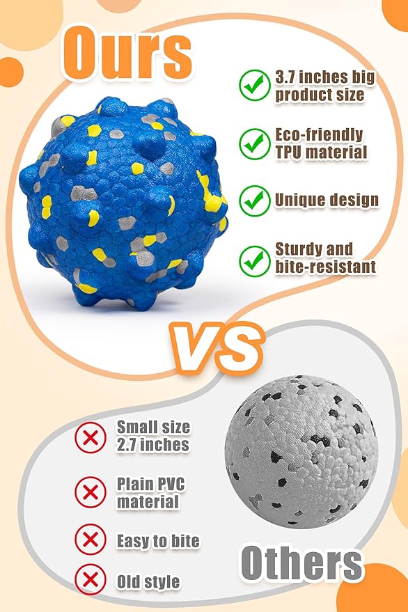 Dog Tennis Balls for Aggressive Chewers, Indestructible Durable Bouncy Interactive Toy for Dogs Fetch Game Lightweight Floating Outdoor Training(Yellow+Blue Mixed Large)