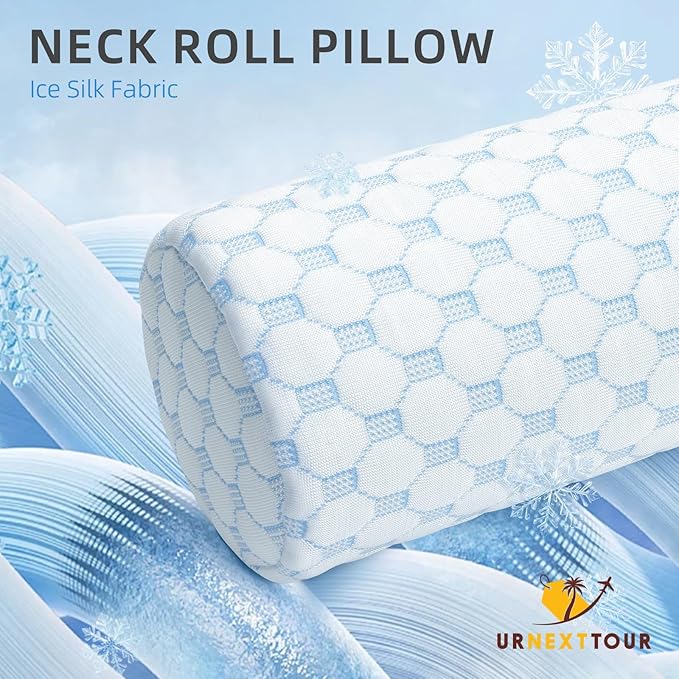Cervical Neck Pillow Cooling Roll Memory Foam Support Round Pillows for Pain Relief Sleeping, Bed, Legs, Back and Yoga 17 x 4.5 Inches
